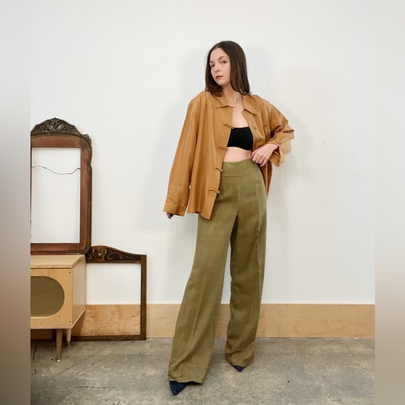 Lauren Ralph Lauren 100% Silk Wide Leg Trousers - SIze 12 - Picture 8 of 11